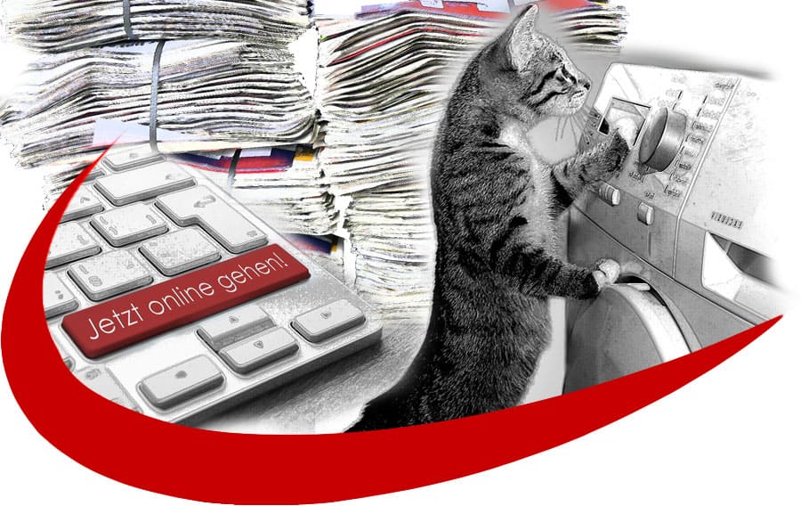 Zeitungen, Tastatur, Katze an der Waschine - With Speed to Service Diensleister in Trittau